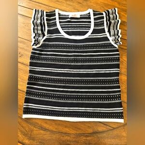 Philosophy Black and White Patterned Top Size Large